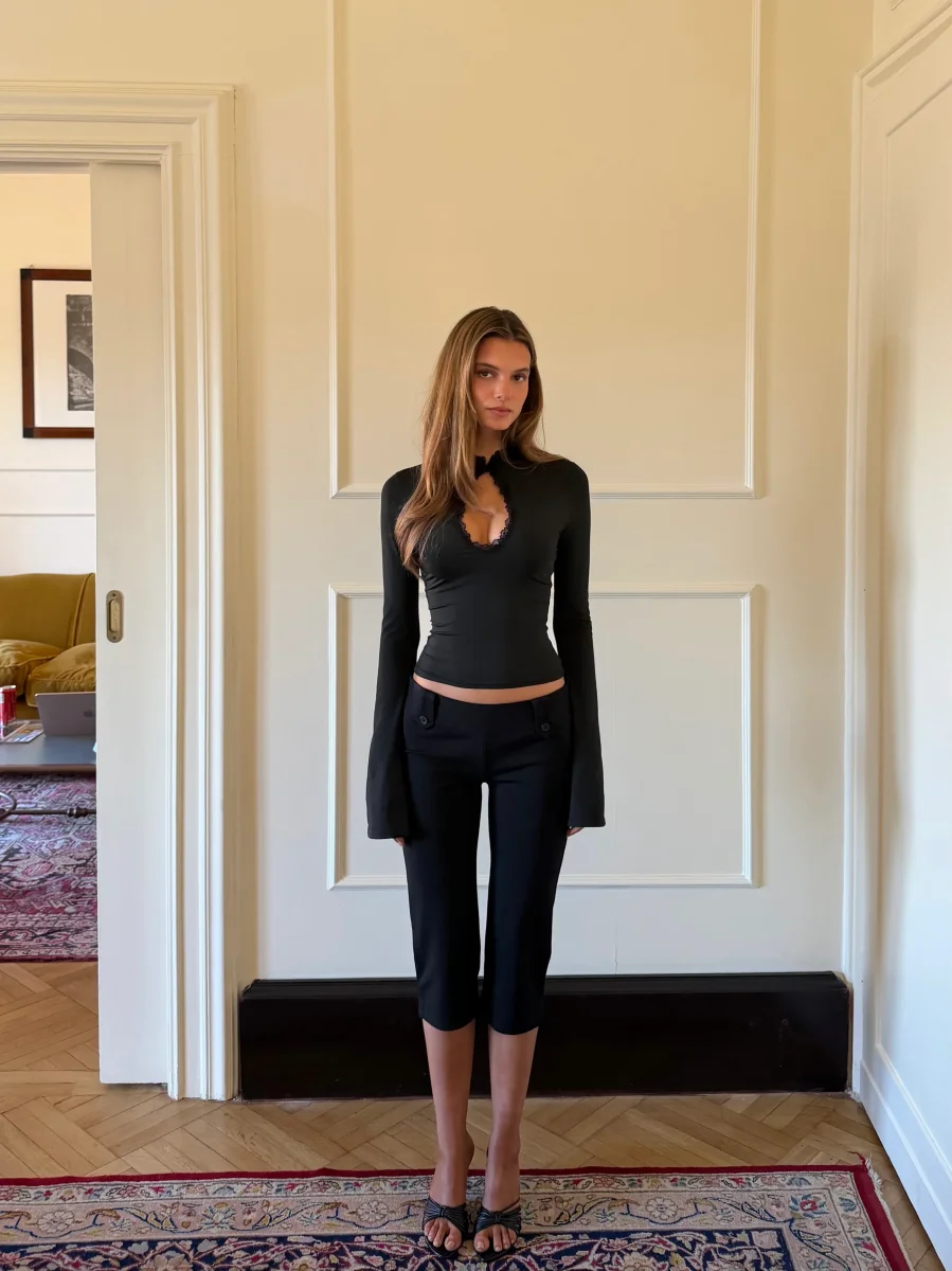 Baia Lace Long Sleeve Top - Schwarz – Bild 9