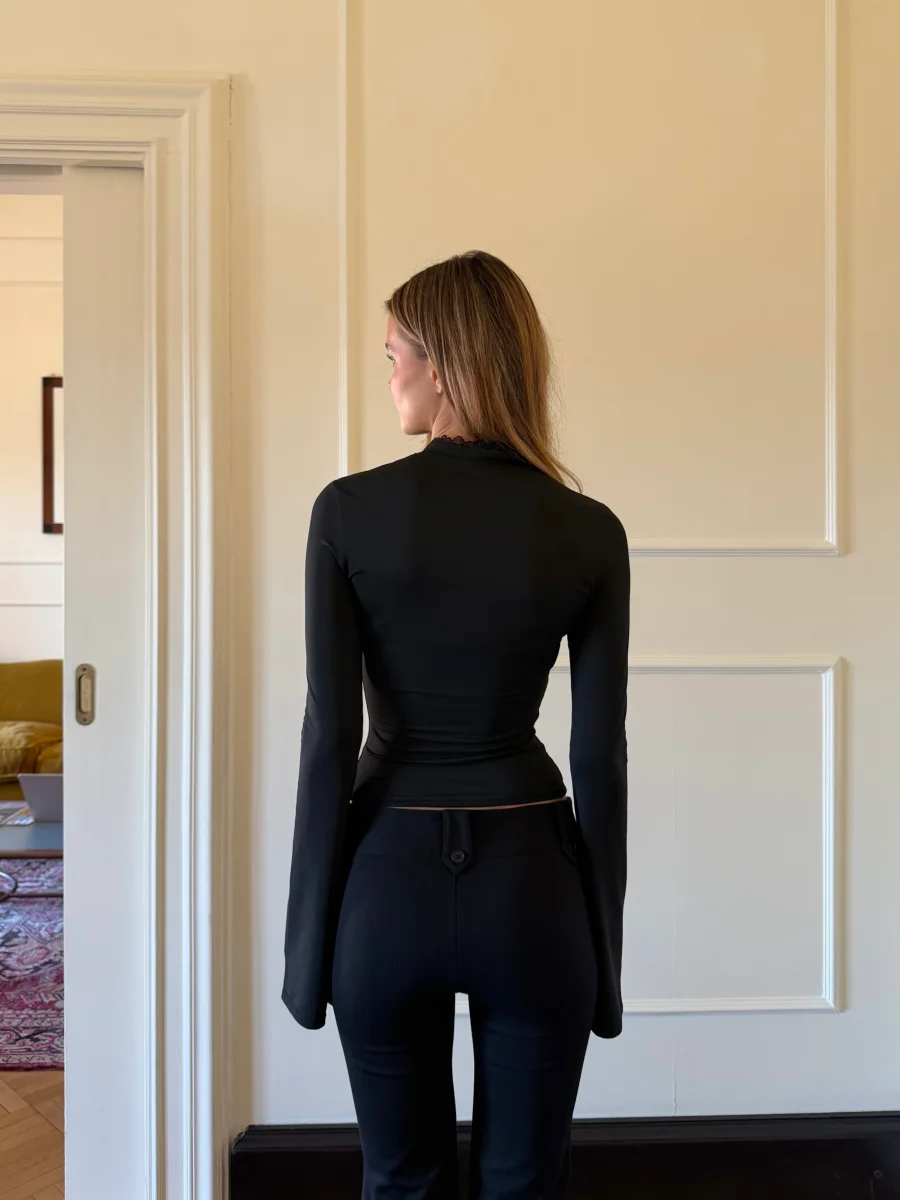Baia Lace Long Sleeve Top - Schwarz – Bild 4