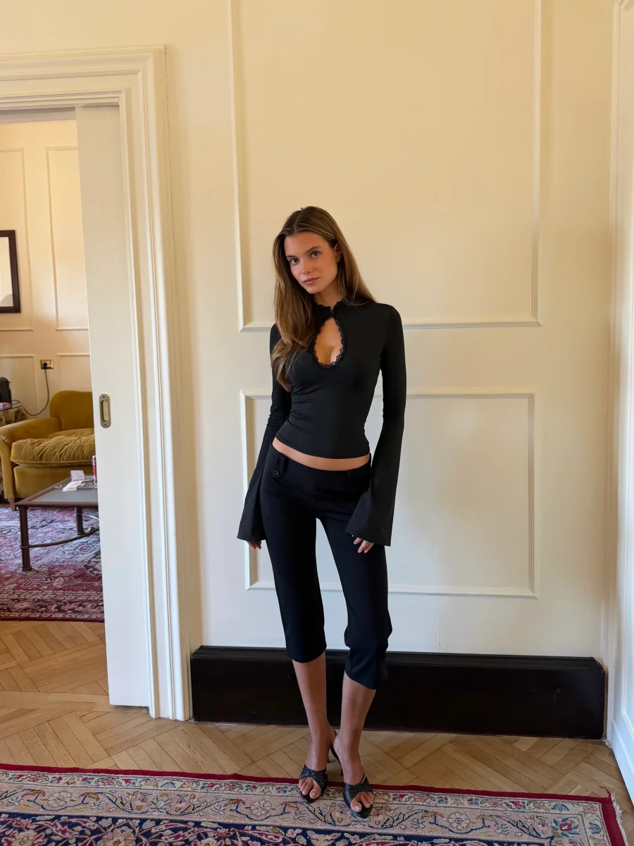 Baia Lace Long Sleeve Top - Schwarz – Bild 8