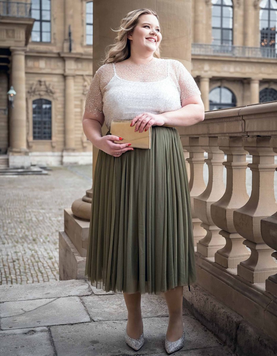 CONSTANT LOVE CURVY Tüll Rock Midi FARBE OLIVE – Bild 6