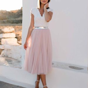 CONSTANT LOVE Tüll Rock Midi Soft-Rose